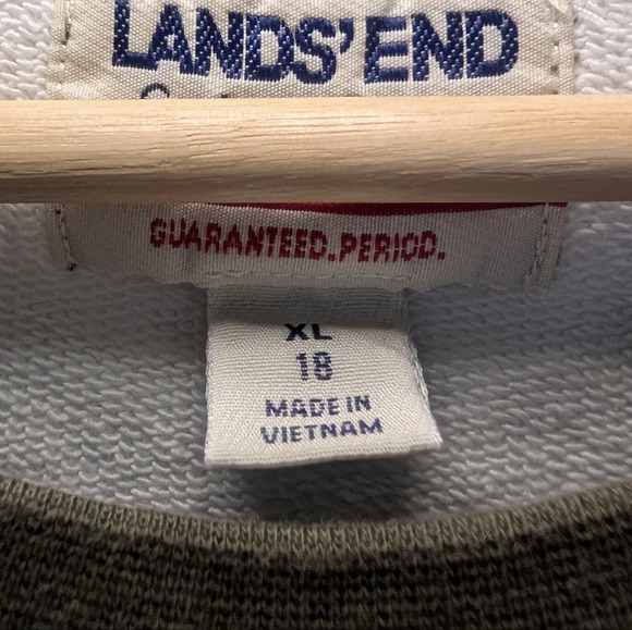 Lands' End Serious Sweats Green Plaid Sweater Womens Crew Neck Pullover Size XL - Picture 3 of 8